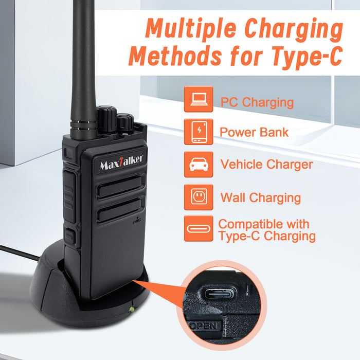 MaxTalker MT-5X Rechargeable Walkie Talkies | Compact Two-Way Radios with Earpiece
