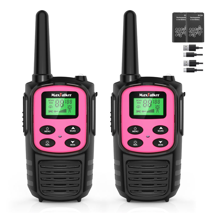 MaxTalker MT10 Walkie Talkies | 22 FRS Channels Rechargeable Two-Way Radio
