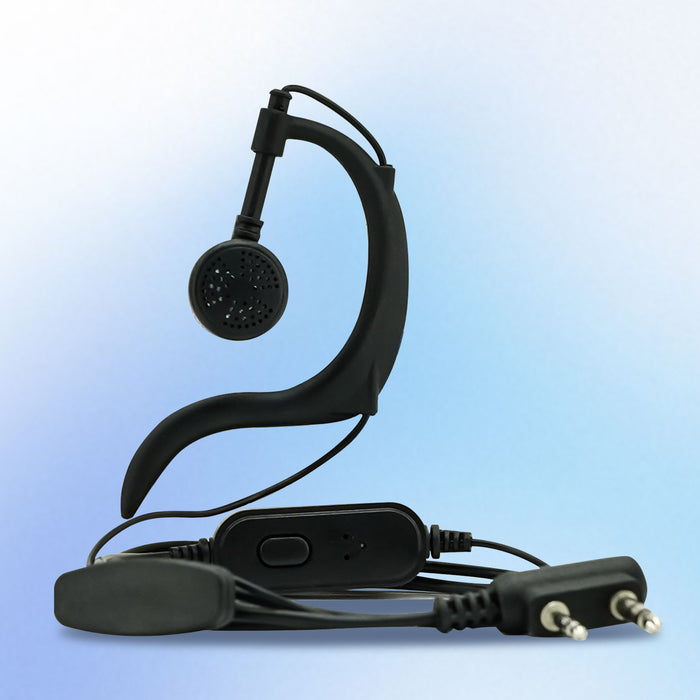 MaxTalker G-Shape 2-Pin Earpiece | PTT Headset with Mic for Two-Way Radios