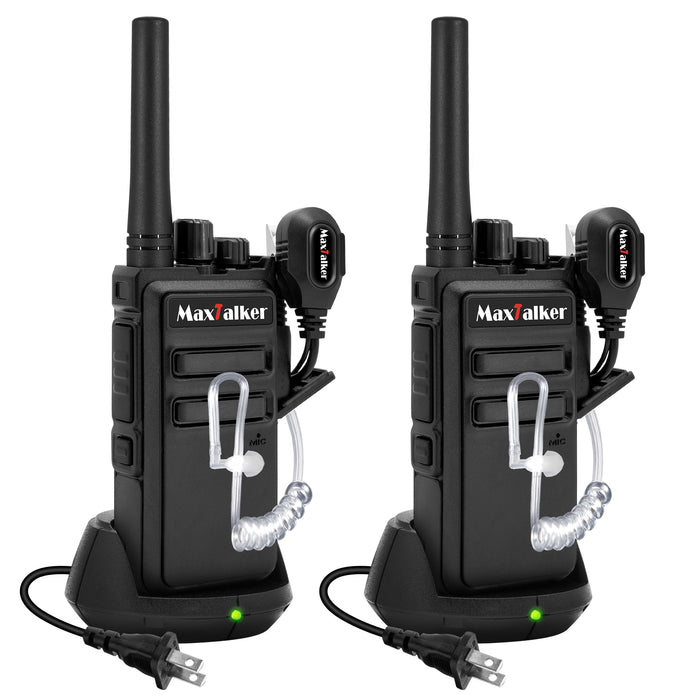MaxTalker MT-5X Rechargeable Walkie Talkies | Compact Two-Way Radios with Earpiece