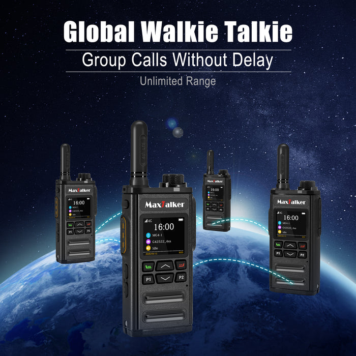 MaxTalker MG4 4G LTE PoC Radio 2-Pack | Global Walkie Talkie with 3-Year SIM, 5000mAh