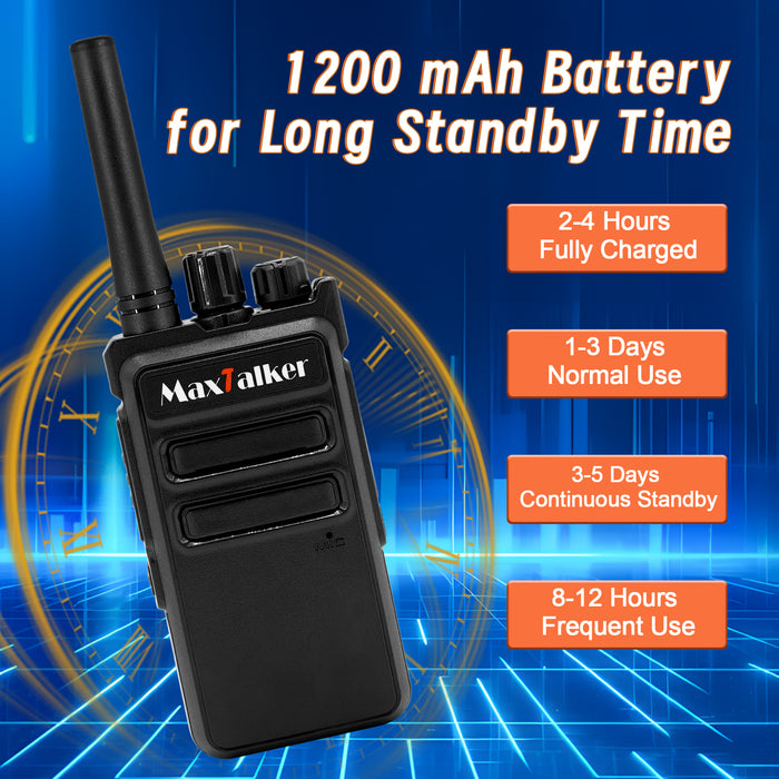 MaxTalker MT-5X Rechargeable Walkie Talkies | Compact Two-Way Radios with Earpiece