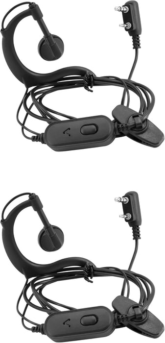 MaxTalker G-Shape 2-Pin Earpiece | PTT Headset with Mic for Two-Way Radios