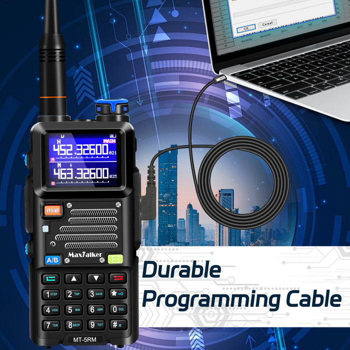 MaxTalker UV-5RM Ham Radio Handheld | Multi-Band Two-Way Radio with NOAA, 2500mAh Type-C, Speaker Mic