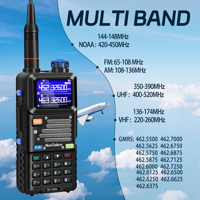 MaxTalker UV-5RM Ham Radio Handheld | Multi-Band Two-Way Radio with NOAA, 2500mAh Type-C, Speaker Mic