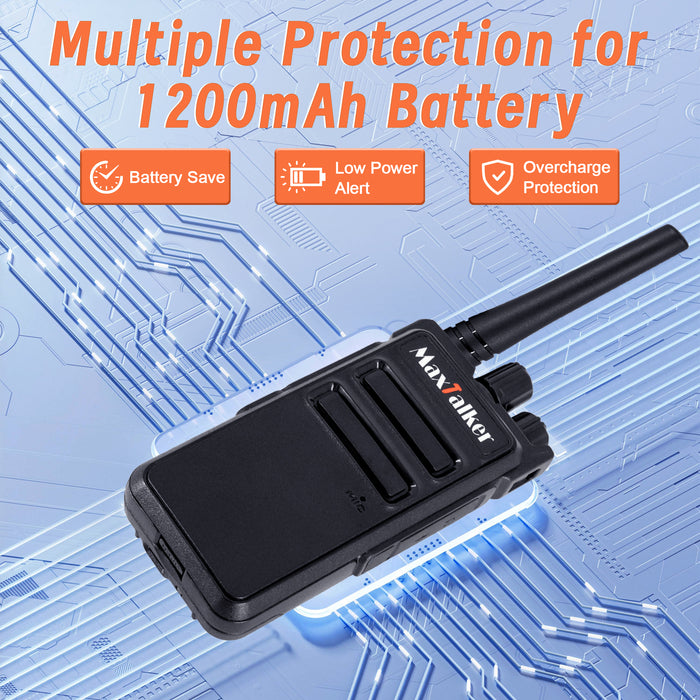 MaxTalker MT-5X Rechargeable Walkie Talkies | Compact Two-Way Radios with Earpiece