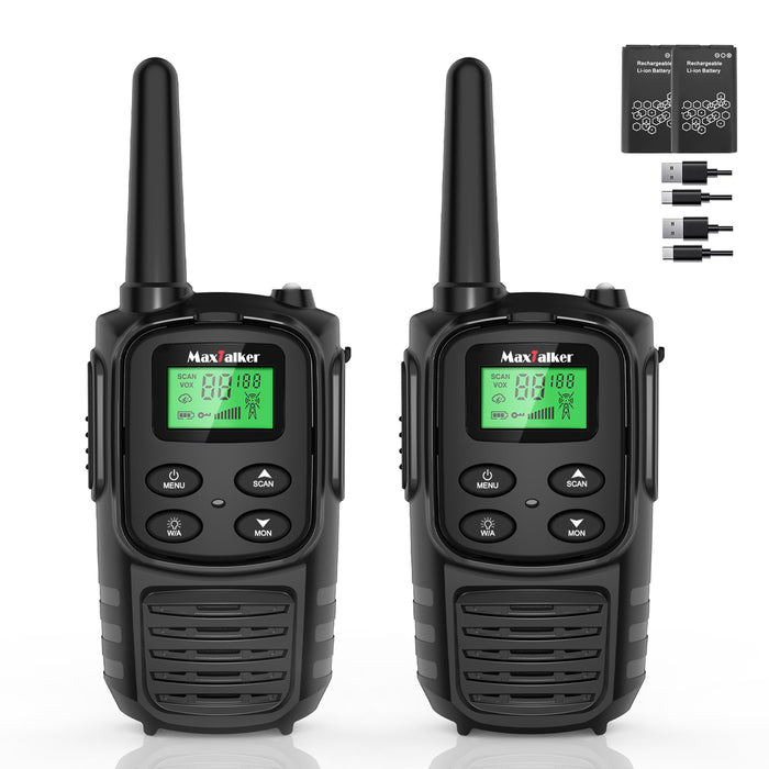 MaxTalker MT10 Walkie Talkies | 22 FRS Channels Rechargeable Two-Way Radio