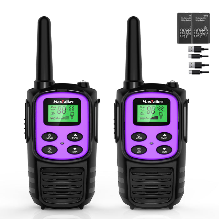 MaxTalker MT10 Walkie Talkies | 22 FRS Channels Rechargeable Two-Way Radio